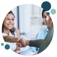 bubble-woman-shaking-financial-advisors-hand