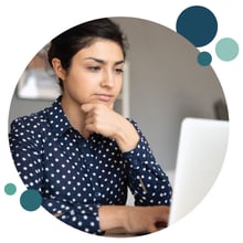 bubble-woman-thinking-looking-at-computer