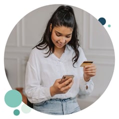 bubble-girl-holding-credit-card-with-phone