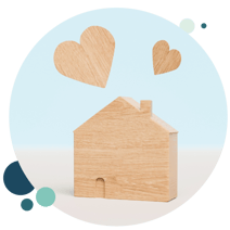Bubble---wooded-house-with-hearts
