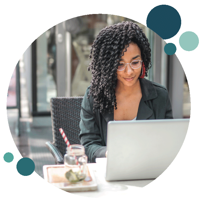 bubble-woman-at-a-table-enjoying-coffee