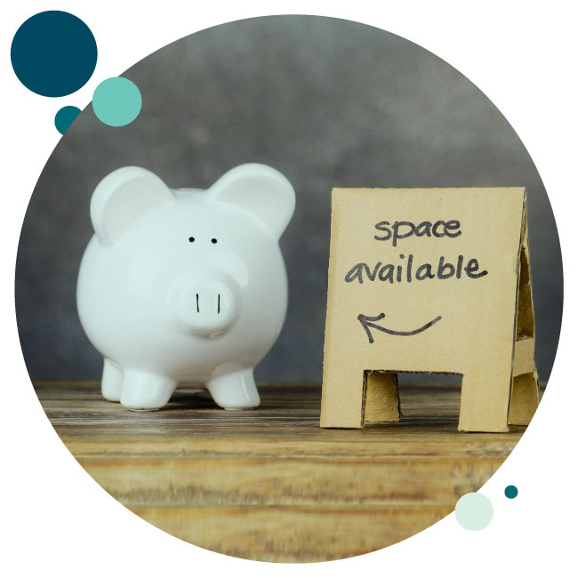 Piggy bank with space available for a CD