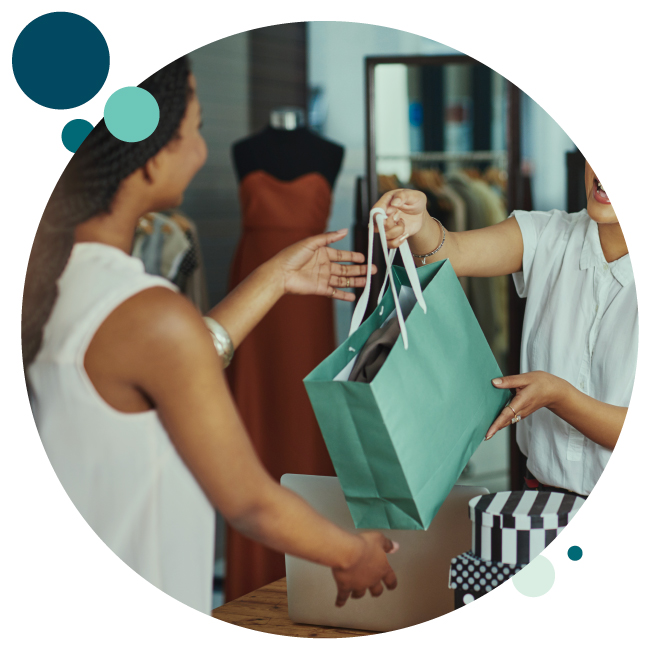 Woman shopping with her platinum rewards credit card